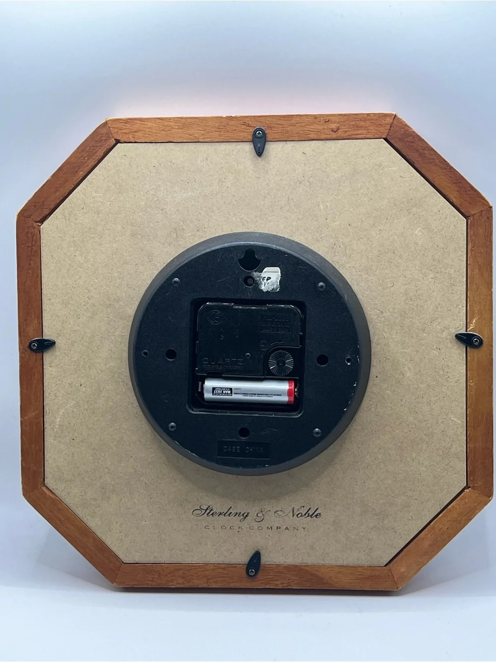 Vintage Sterling & Noble Wood Frame Octagonal Shaped Wall Clock